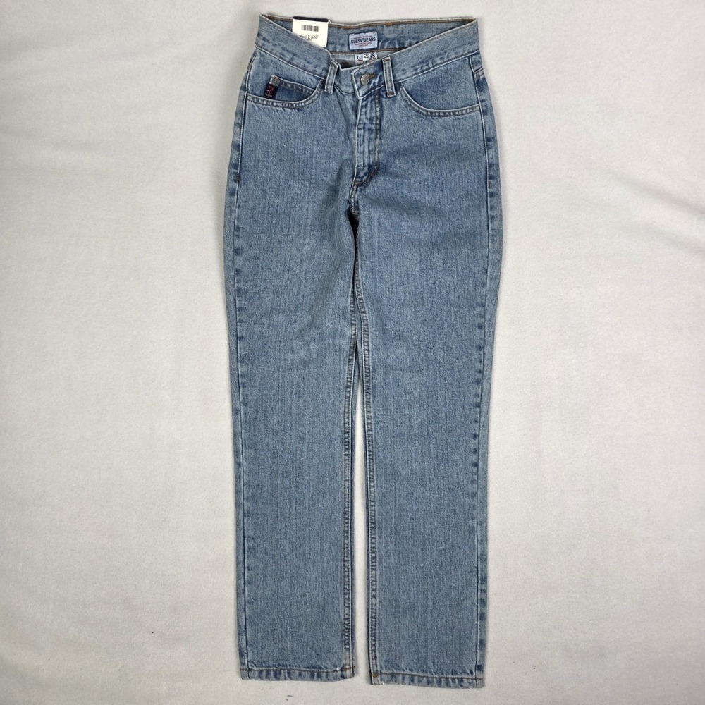 Vintage 80s Guess Mom Jeans Womens 26x27 Short Denim Straight Narrow Leg Denim